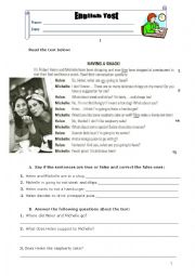 English Worksheet: English test 8th grade (Food)