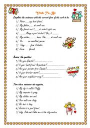 English Worksheet: Verb to be for beginners.