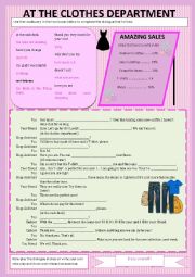 English Worksheet: At the clothes department