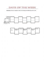 English worksheet: Trains days of the week