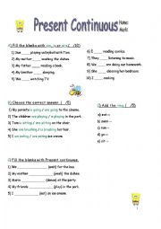 English Worksheet: Present Continuous worksheet