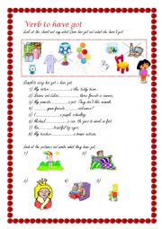 English Worksheet: Verb to have got  for beginners.