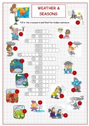 English Worksheet: Weather & Seasons Crossword