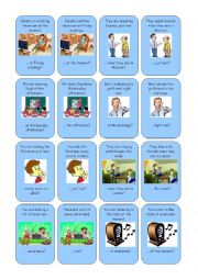 English Worksheet: Go fish: present continuous and present simple 03