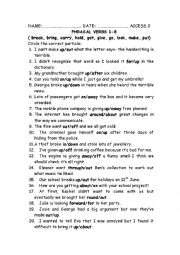 English Worksheet: TEST ON PHRASAL VERBS