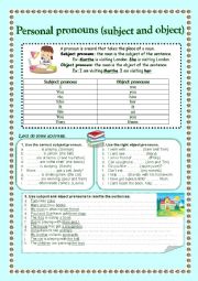 English Worksheet: Subject and object pronouns