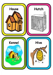 English Worksheet: ANIMAL HOMES - Flash Cards - Part 1 