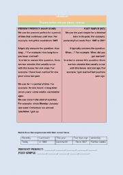 English Worksheet: PRESENT PERFECT AND PAST SIMPLE CONTRAST