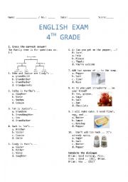 English Worksheet: 4th grade Exam