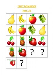 English Worksheet: Fruit Dominoes Part1