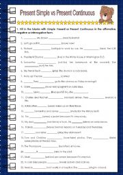 English Worksheet: Simple Present vs Present Continuous