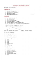 English Worksheet: ENGLISH AS A CLASSROOM LANGUAGE