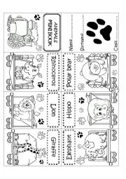 English Worksheet: ANIMALS MINI BOOK