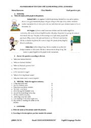 English Worksheet: A General Assessment Test for Elementary Level Learners 