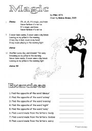 English Worksheet: Its Magic (song by Pilot, cover by Selena Gomez)