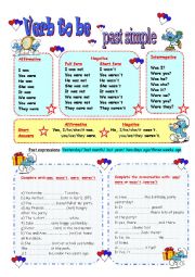 English Worksheet: VERB TO BE - PAST SIMPLE