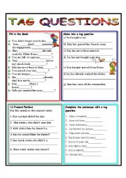 English Worksheet: TAG QUESTIONS