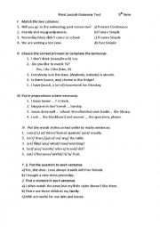 English Worksheet: revision of grammar at the end of school year
