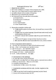 English Worksheet: grammar test 