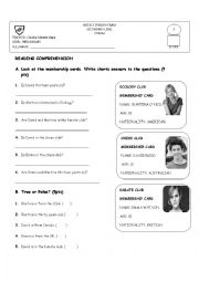 English Worksheet: reading comprehension