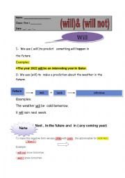 English Worksheet: the future simple tens