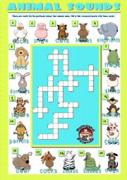 English Worksheet: ANIMAL SOUNDS - Crosswords