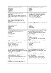 English Worksheet: The Merchant of Venice Quiz