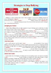 English Worksheet: Strategies to Stop Bullying