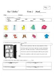 English Worksheet: Clothes Test