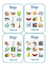 English Worksheet: Animal Bingo (Boards-Part 2)