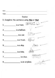 English Worksheet: Using this, that, these, those.