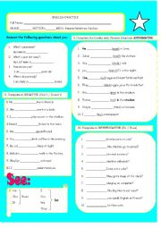 English Worksheet: present tense and past tense