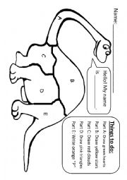 English Worksheet: Flexible dinosaur colouring exercise