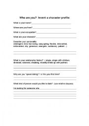 English Worksheet: Speed Dating Activity