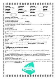 English Worksheet: buying a car