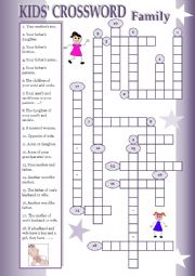 English Worksheet: Kids Crosswords: Family