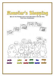 English Worksheet: Monsters Shopping
