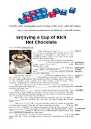 English Worksheet: Enjoying A Cup of Rich Hot Chocolate