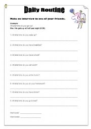 English Worksheet: Daily routine