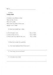 English Worksheet: Sandys Room