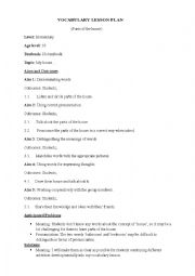 English Worksheet: vocabulary lesson plan
