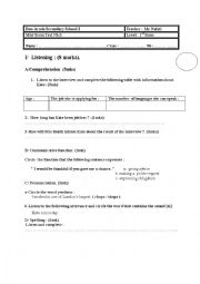 An mid-term test for the 1st forms