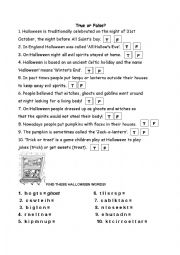 English worksheet: true or false