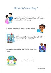 English worksheet: How old are they?