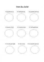 English Worksheet: Draw the clocks!