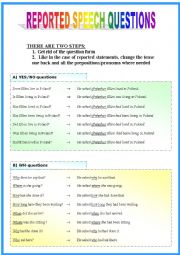 English Worksheet: Reported Speech: questions (part 2/2)