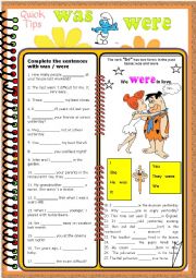 English Worksheet: A Series of grammar worksheets  - was / were