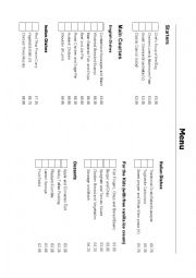 English Worksheet: MENU