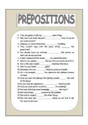 English Worksheet: PREPOSITIONS