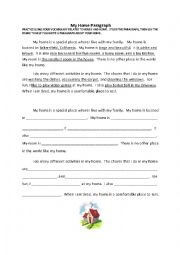 English Worksheet: My Home Paragraph